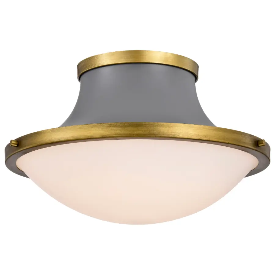 Lafayette 3-Light Flush Mount Ceiling Light - 18 Inch Gray with Brass Accents - Image 2