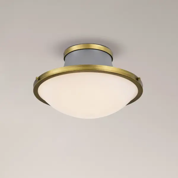 Lafayette 3-Light Flush Mount Ceiling Light - 18 Inch Gray with Brass Accents - Image 12