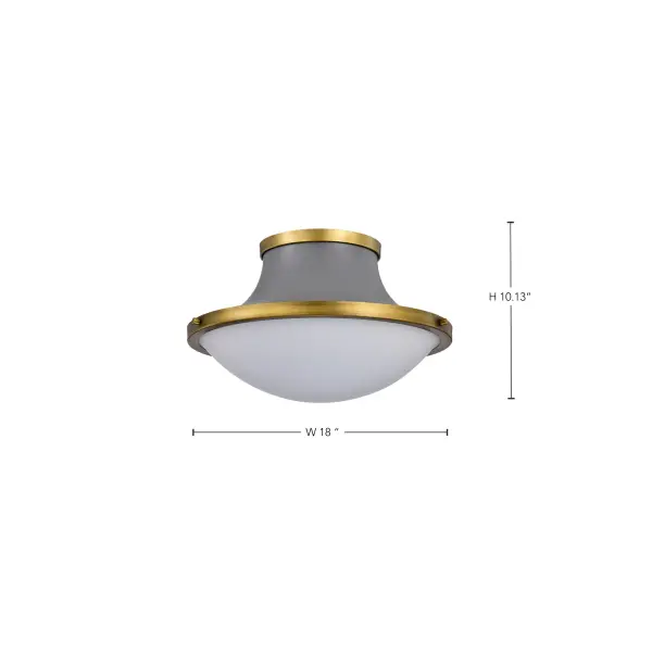 Lafayette 3-Light Flush Mount Ceiling Light - 18 Inch Gray with Brass Accents - Image 13