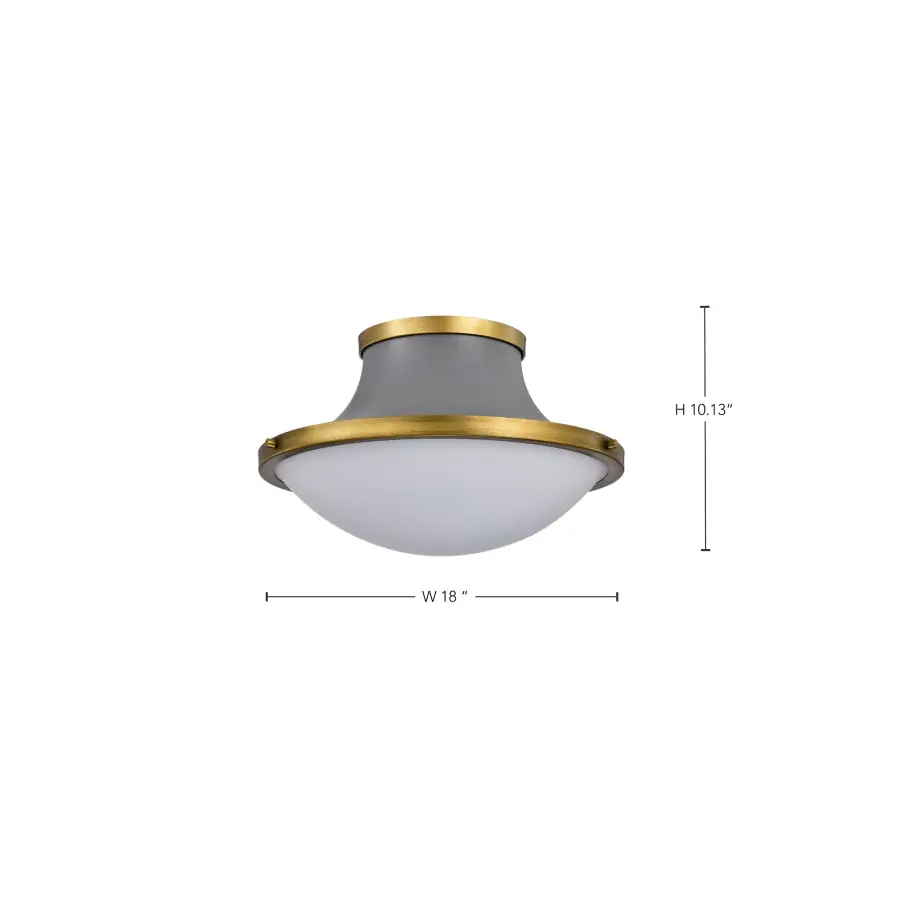 Lafayette 3-Light Flush Mount Ceiling Light - 18 Inch Gray with Brass Accents - Image 13