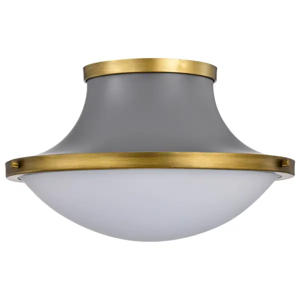 Lafayette 3-Light Flush Mount Ceiling Light - 18 Inch Gray with Brass Accents - Image 3