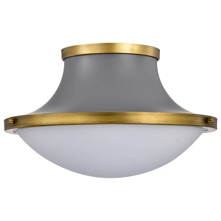Lafayette 3-Light Flush Mount Ceiling Light - 18 Inch Gray with Brass Accents - Image 3