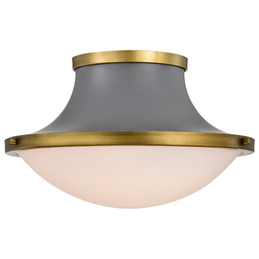 Lafayette 3-Light Flush Mount Ceiling Light - 18 Inch Gray with Brass Accents - Image 4