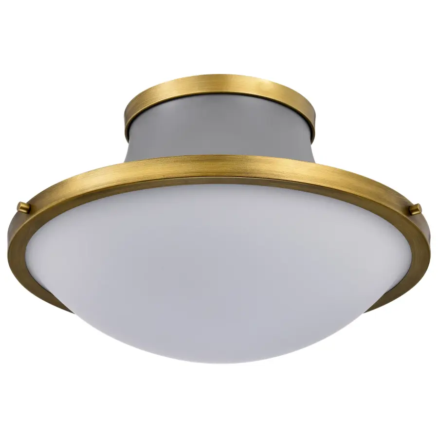 Lafayette 3-Light Flush Mount Ceiling Light - 18 Inch Gray with Brass Accents - Image 5