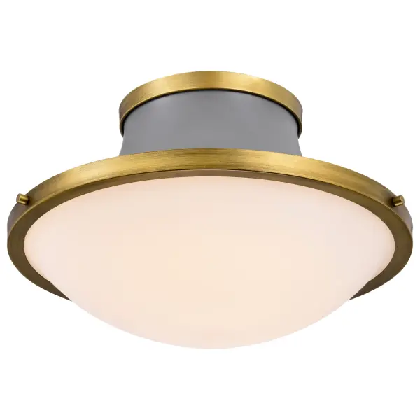 Lafayette 3-Light Flush Mount Ceiling Light - 18 Inch Gray with Brass Accents - Image 6