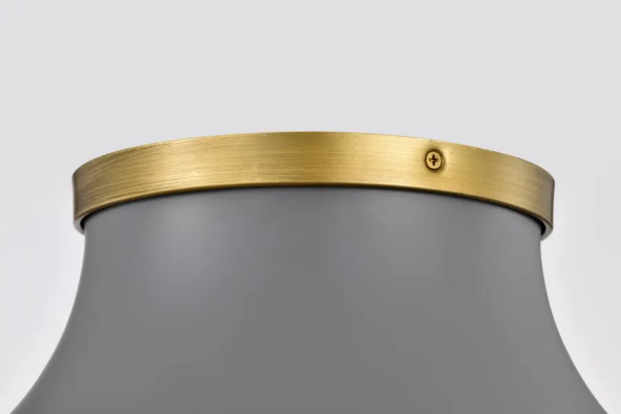 Lafayette 3-Light Flush Mount Ceiling Light - 18 Inch Gray with Brass Accents - Image 9