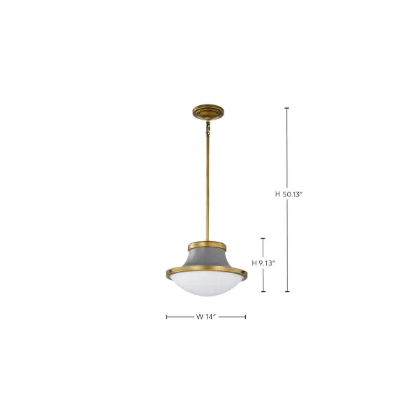 Lafayette 1-Light Pendant in Gray with Natural Brass Accents - Image 16