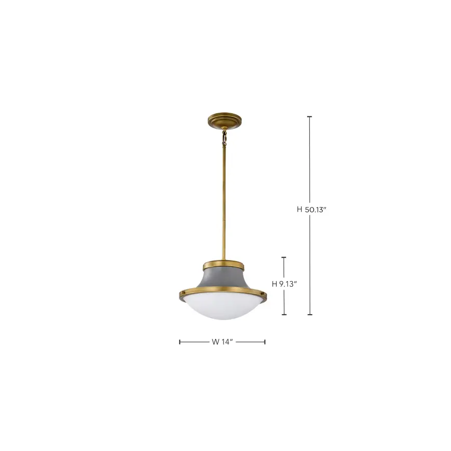 Lafayette 1-Light Pendant in Gray with Natural Brass Accents - Image 16