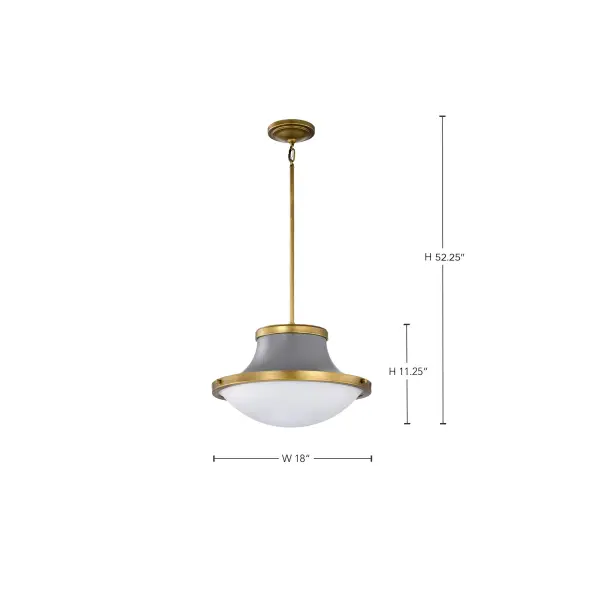 Lafayette 3-Light Pendant in Gray with Natural Brass Accents - Image 17
