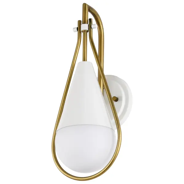 Admiral 1-Light Wall Sconce in Matte White and Natural Brass - Image 1