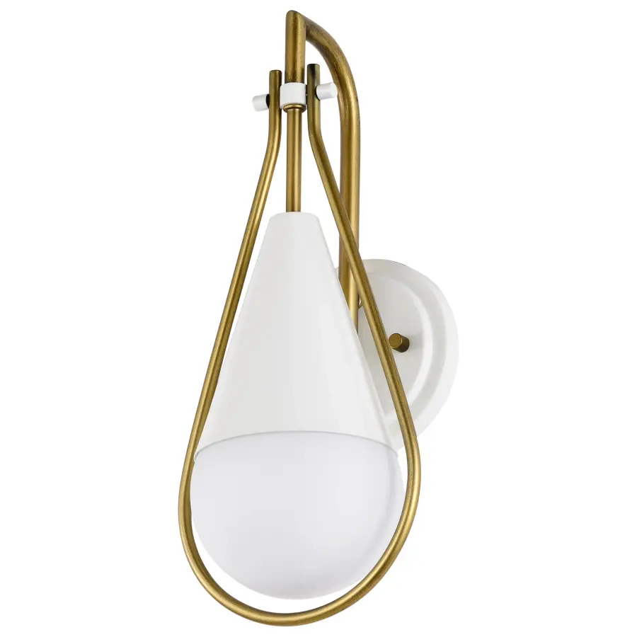 Admiral 1-Light Wall Sconce in Matte White and Natural Brass - Image 1