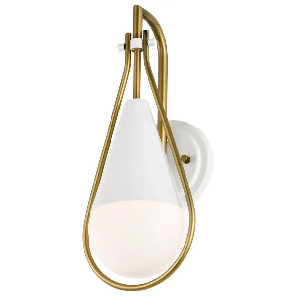Admiral 1-Light Wall Sconce in Matte White and Natural Brass - Image 2