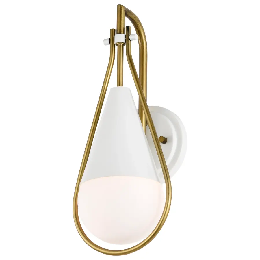Admiral 1-Light Wall Sconce in Matte White and Natural Brass - Image 2
