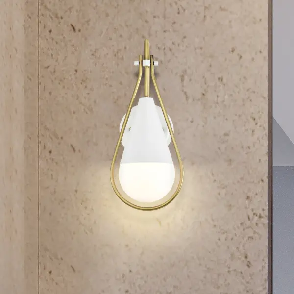 Admiral 1-Light Wall Sconce in Matte White and Natural Brass - Image 18
