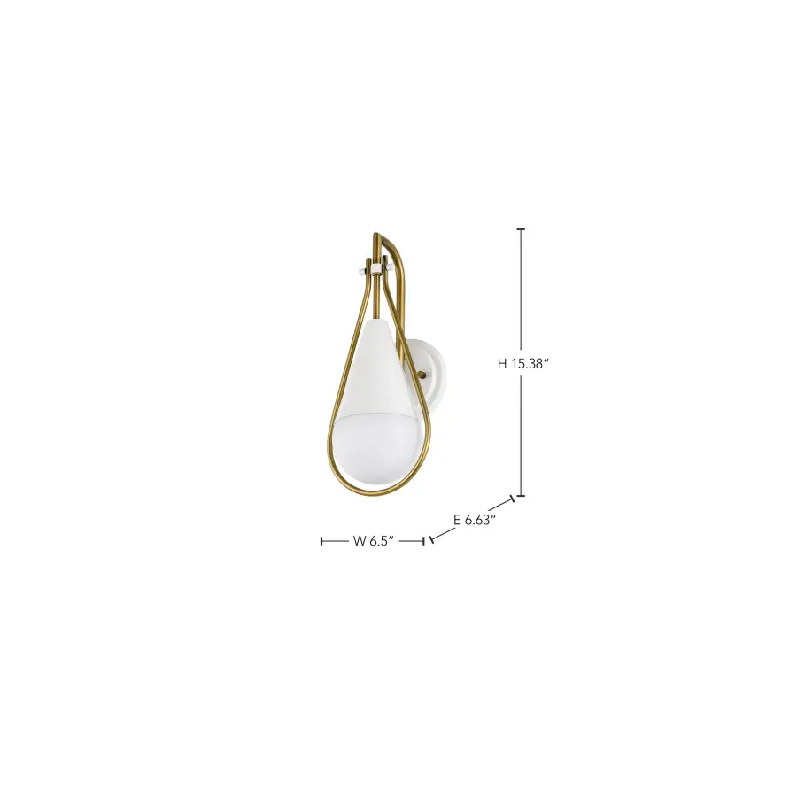 Admiral 1-Light Wall Sconce in Matte White and Natural Brass - Image 19