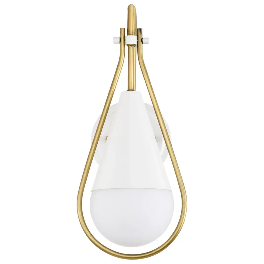 Admiral 1-Light Wall Sconce in Matte White and Natural Brass - Image 3