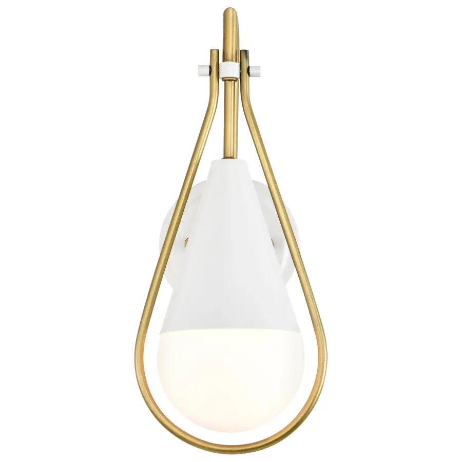 Admiral 1-Light Wall Sconce in Matte White and Natural Brass - Image 4