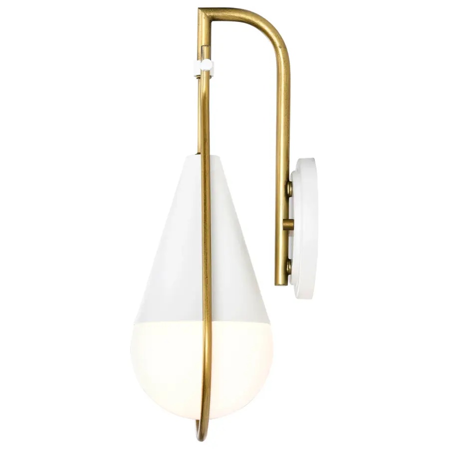 Admiral 1-Light Wall Sconce in Matte White and Natural Brass - Image 6