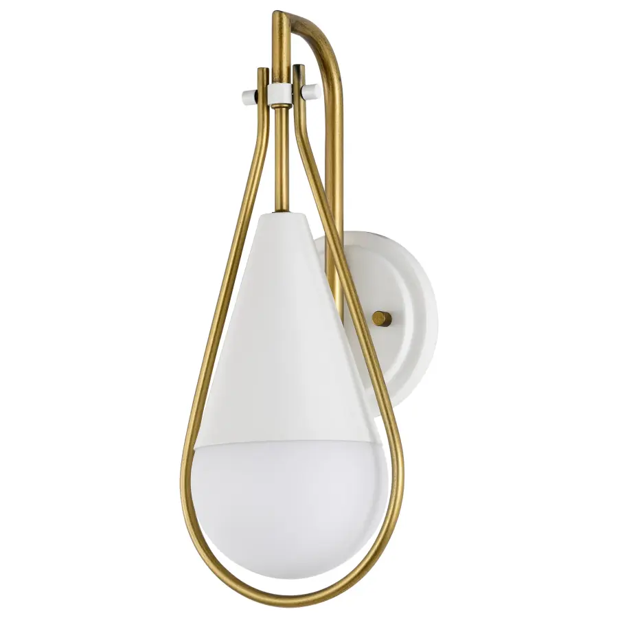 Admiral 1-Light Wall Sconce in Matte White and Natural Brass - Image 7