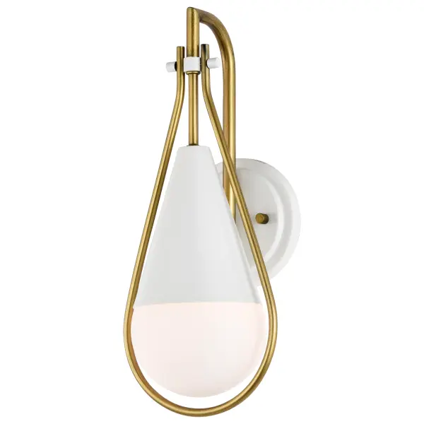 Admiral 1-Light Wall Sconce in Matte White and Natural Brass - Image 8