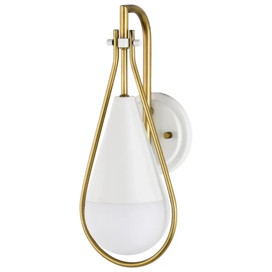Admiral 1-Light Wall Sconce in Matte White and Natural Brass - Image 9