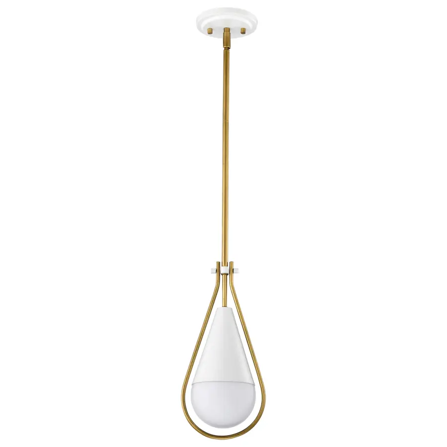 Admiral 1-Light Pendant in Matte White & Natural Brass - Image 1