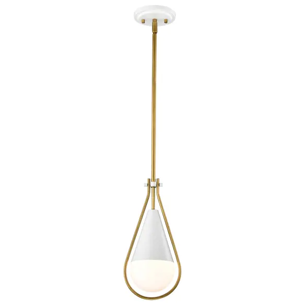 Admiral 1-Light Pendant in Matte White & Natural Brass - Image 2