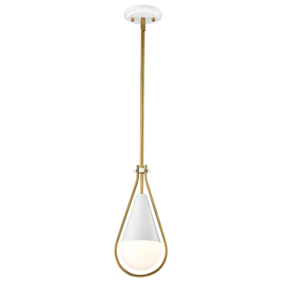 Admiral 1-Light Pendant in Matte White & Natural Brass - Image 2