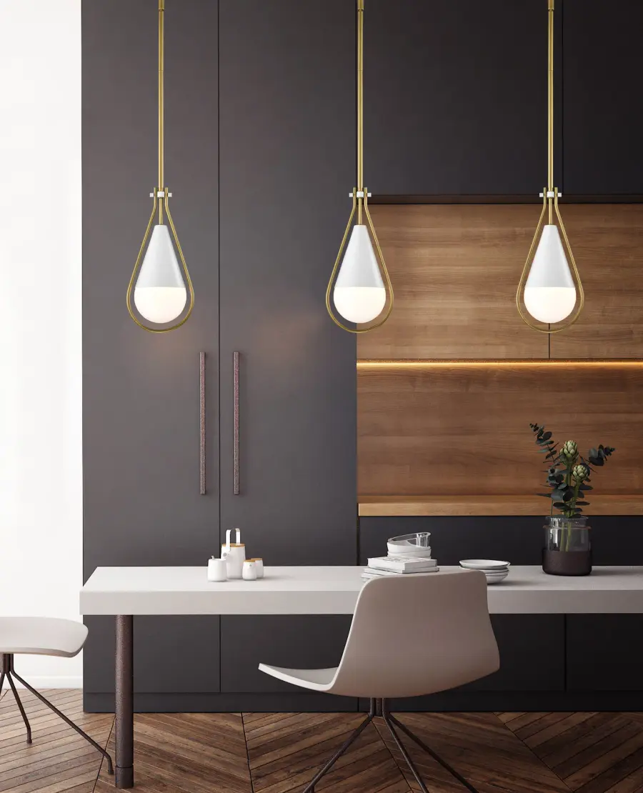 Admiral 1-Light Pendant in Matte White & Natural Brass - Image 14