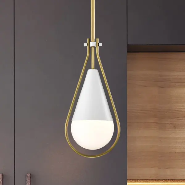 Admiral 1-Light Pendant in Matte White & Natural Brass - Image 15