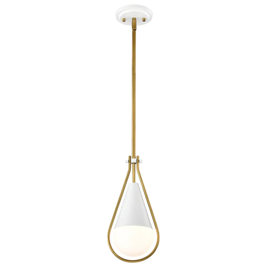 Admiral 1-Light Pendant in Matte White & Natural Brass - Image 6