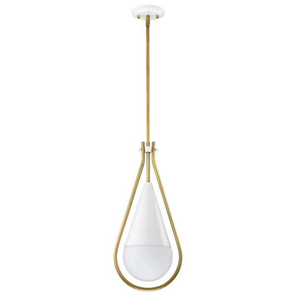 Admiral 1-Light Pendant in Matte White and Natural Brass - Image 1
