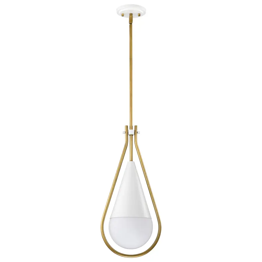 Admiral 1-Light Pendant in Matte White and Natural Brass - Image 1