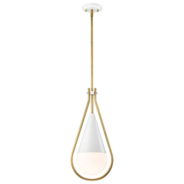 Admiral 1-Light Pendant in Matte White and Natural Brass - Image 2