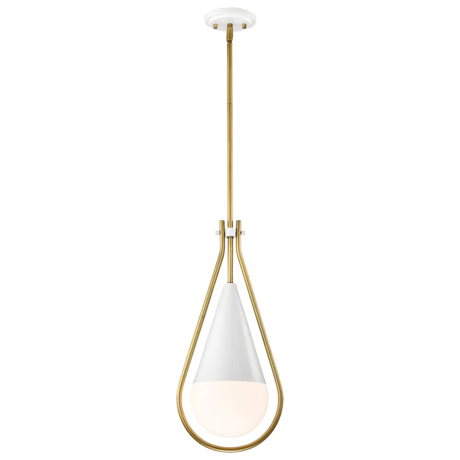 Admiral 1-Light Pendant in Matte White and Natural Brass - Image 2
