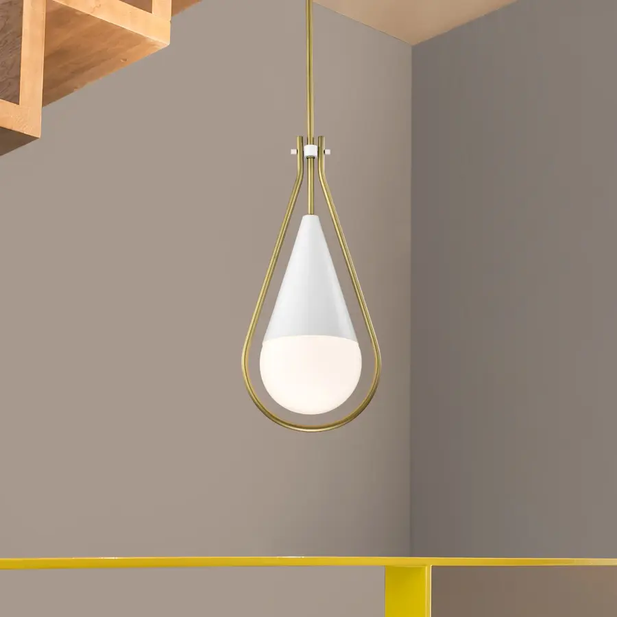 Admiral 1-Light Pendant in Matte White and Natural Brass - Image 13