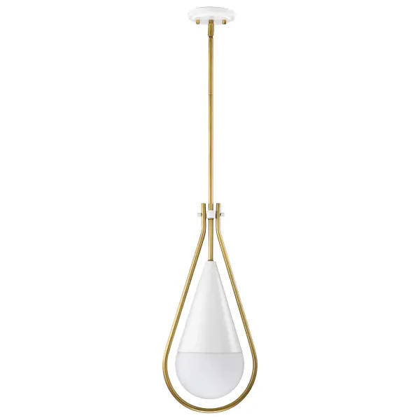 Admiral 1-Light Pendant in Matte White and Natural Brass - Image 3