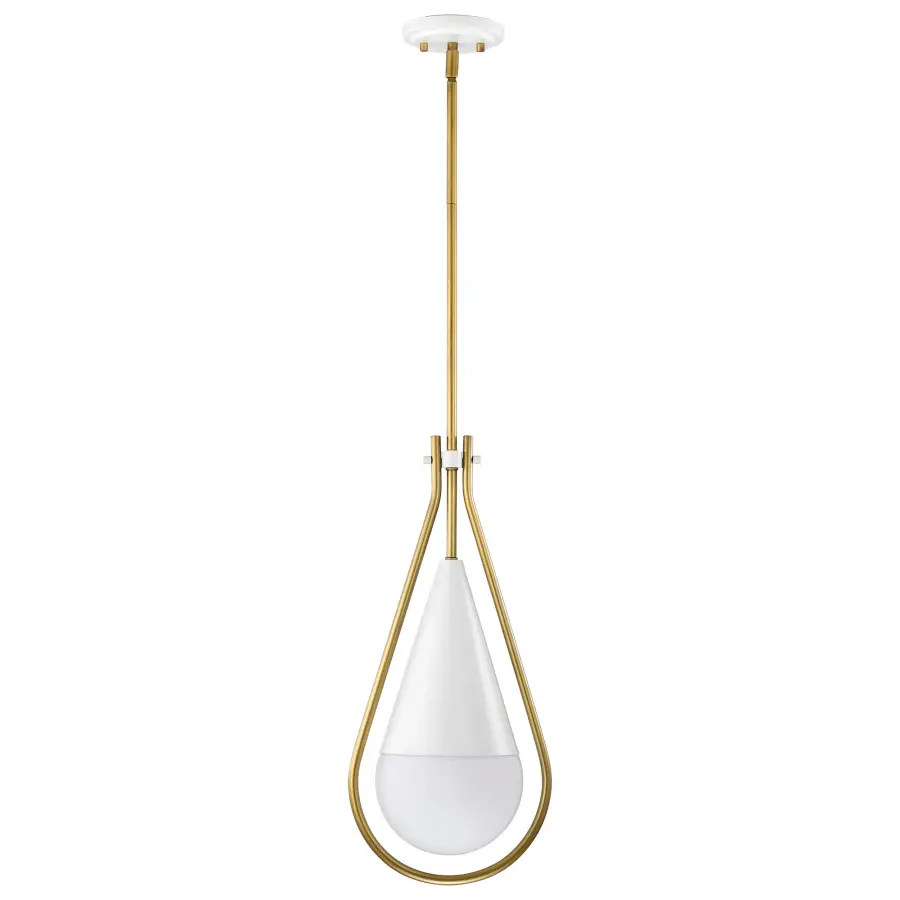 Admiral 1-Light Pendant in Matte White and Natural Brass - Image 3