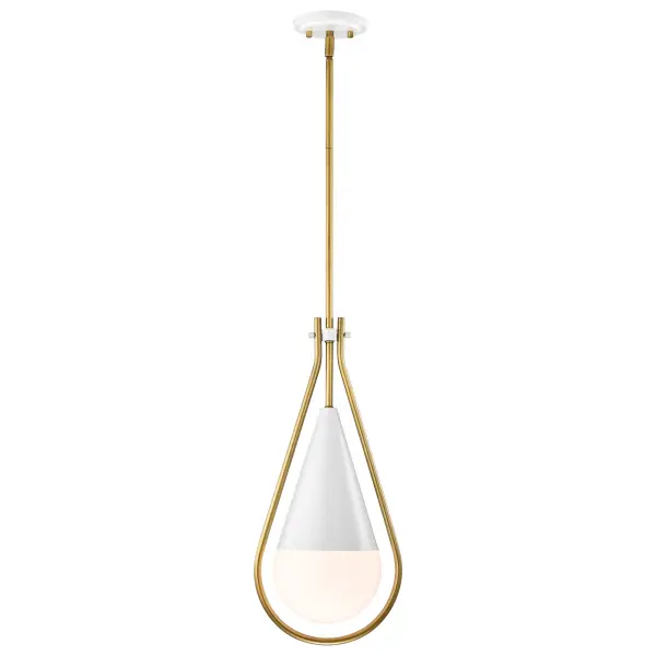 Admiral 1-Light Pendant in Matte White and Natural Brass - Image 4