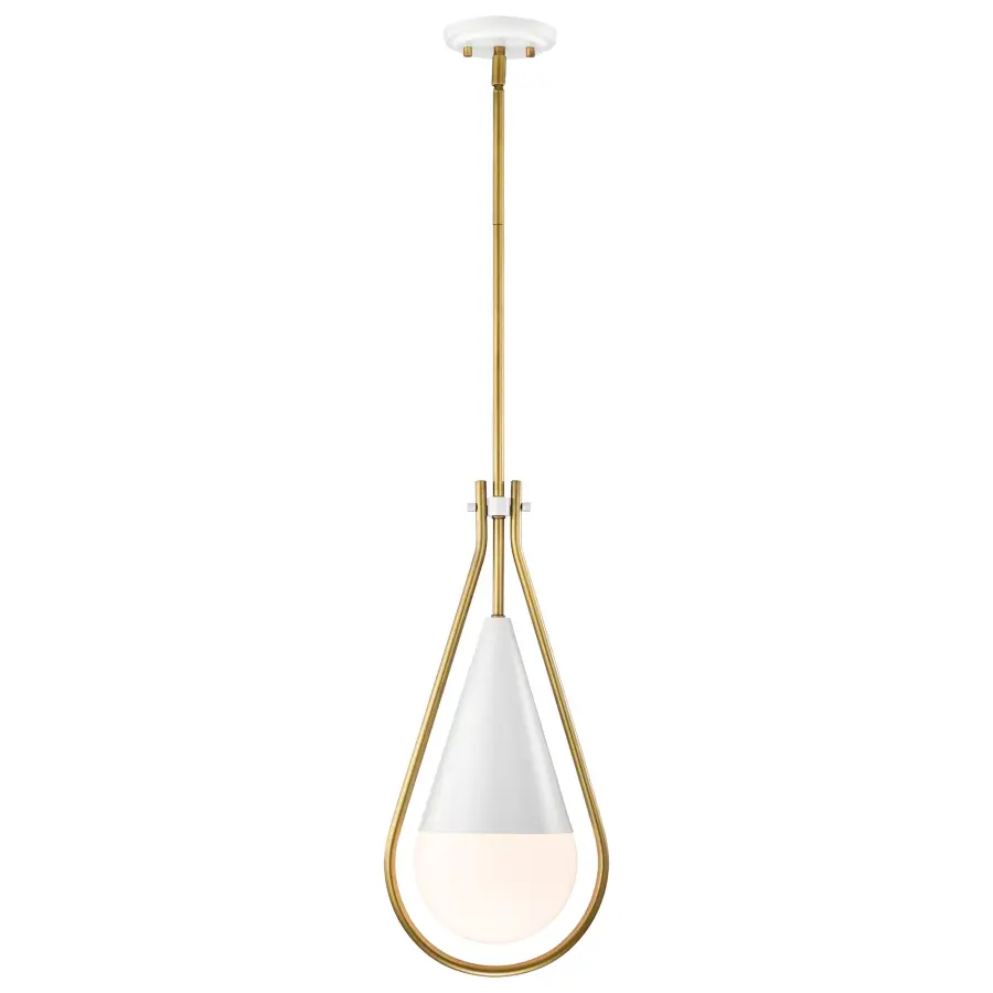 Admiral 1-Light Pendant in Matte White and Natural Brass - Image 4