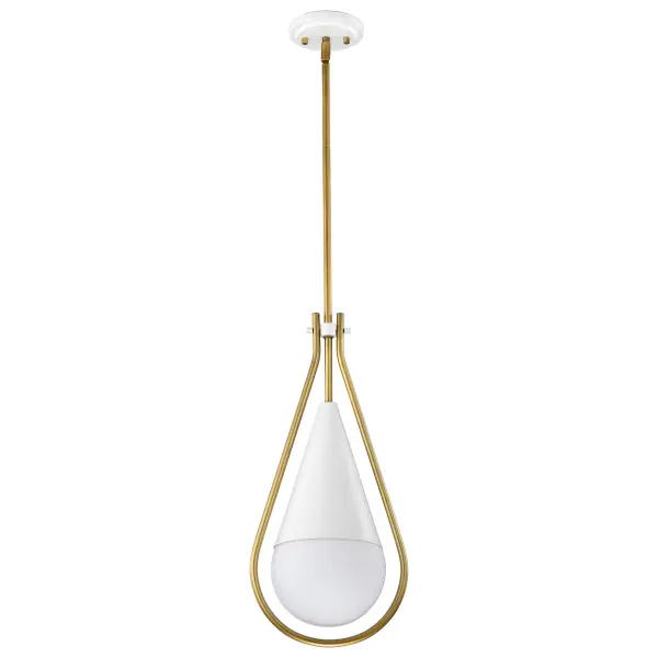 Admiral 1-Light Pendant in Matte White and Natural Brass - Image 5