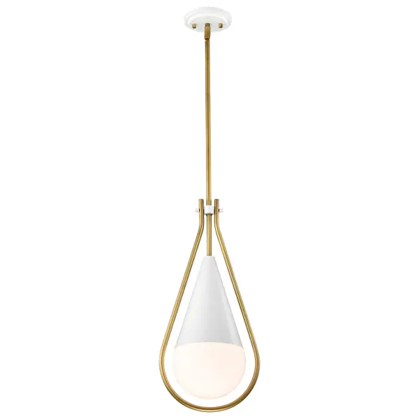 Admiral 1-Light Pendant in Matte White and Natural Brass - Image 6