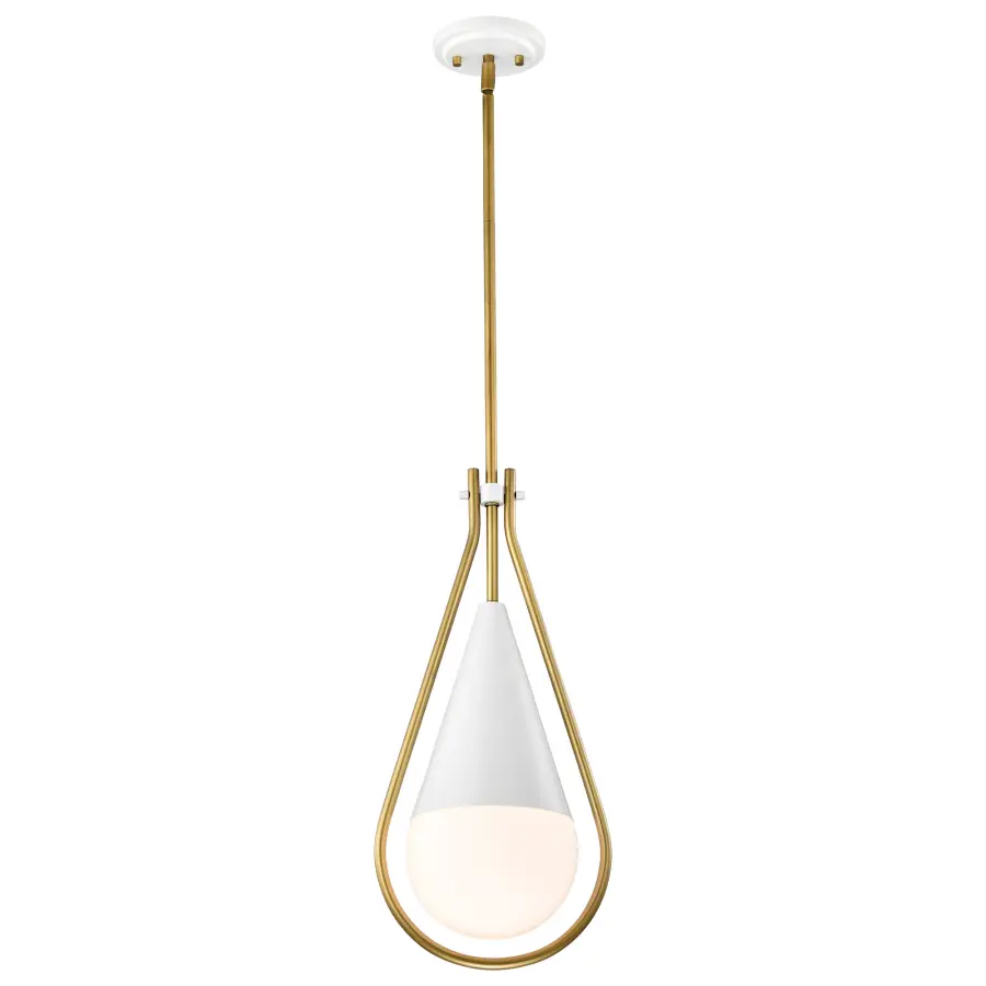 Admiral 1-Light Pendant in Matte White and Natural Brass - Image 6