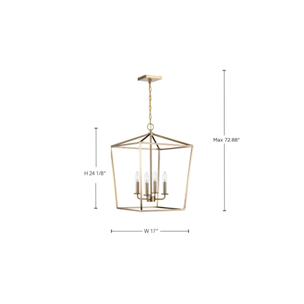 Emma 4 Light Small Pendant in Burnished Brass - Image 17