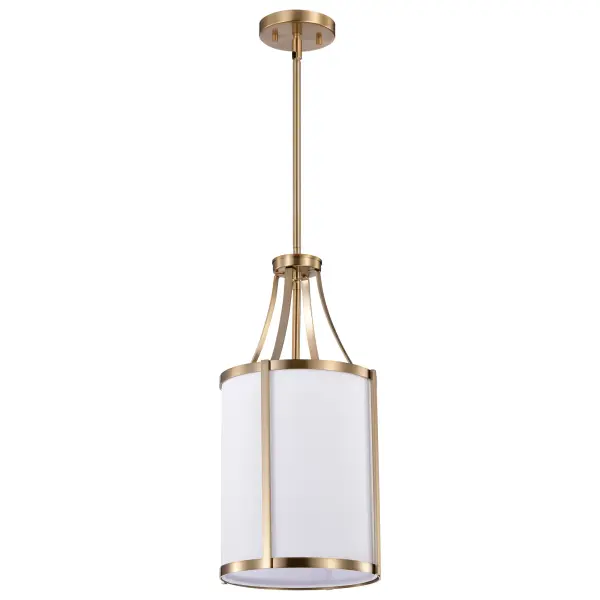 Easton 1-Light Pendant in Burnished Brass with White Linen Shade - Image 1