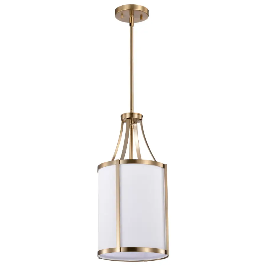 Easton 1-Light Pendant in Burnished Brass with White Linen Shade - Image 1