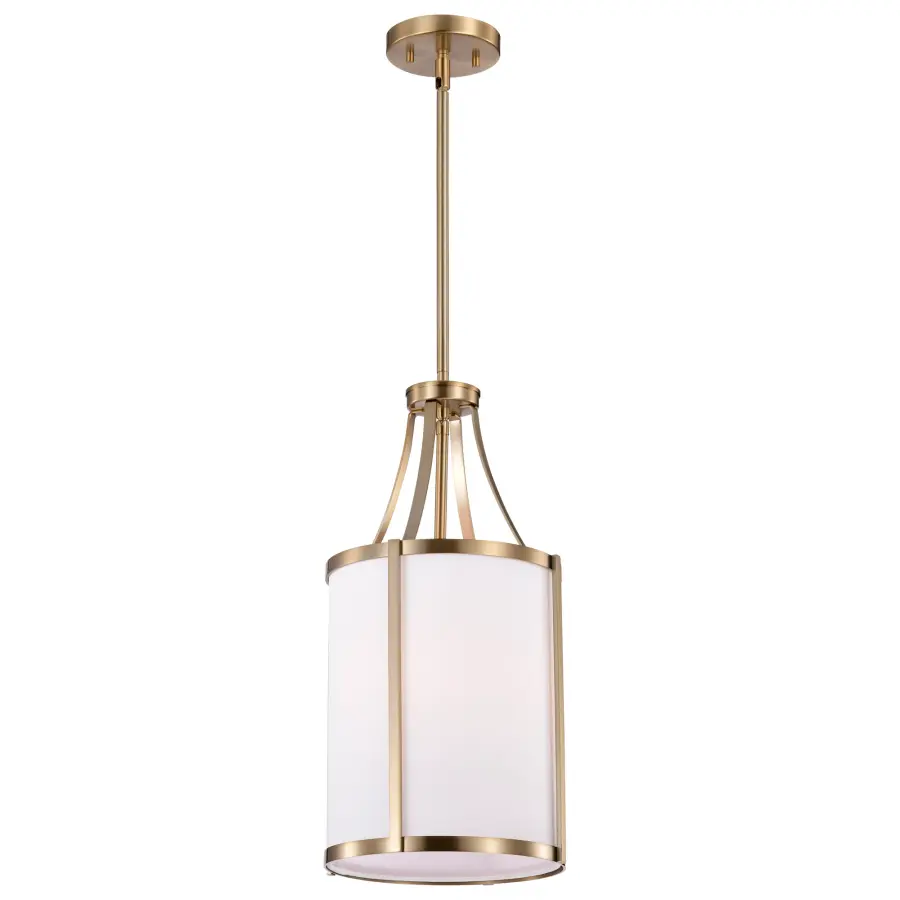 Easton 1-Light Pendant in Burnished Brass with White Linen Shade - Image 2
