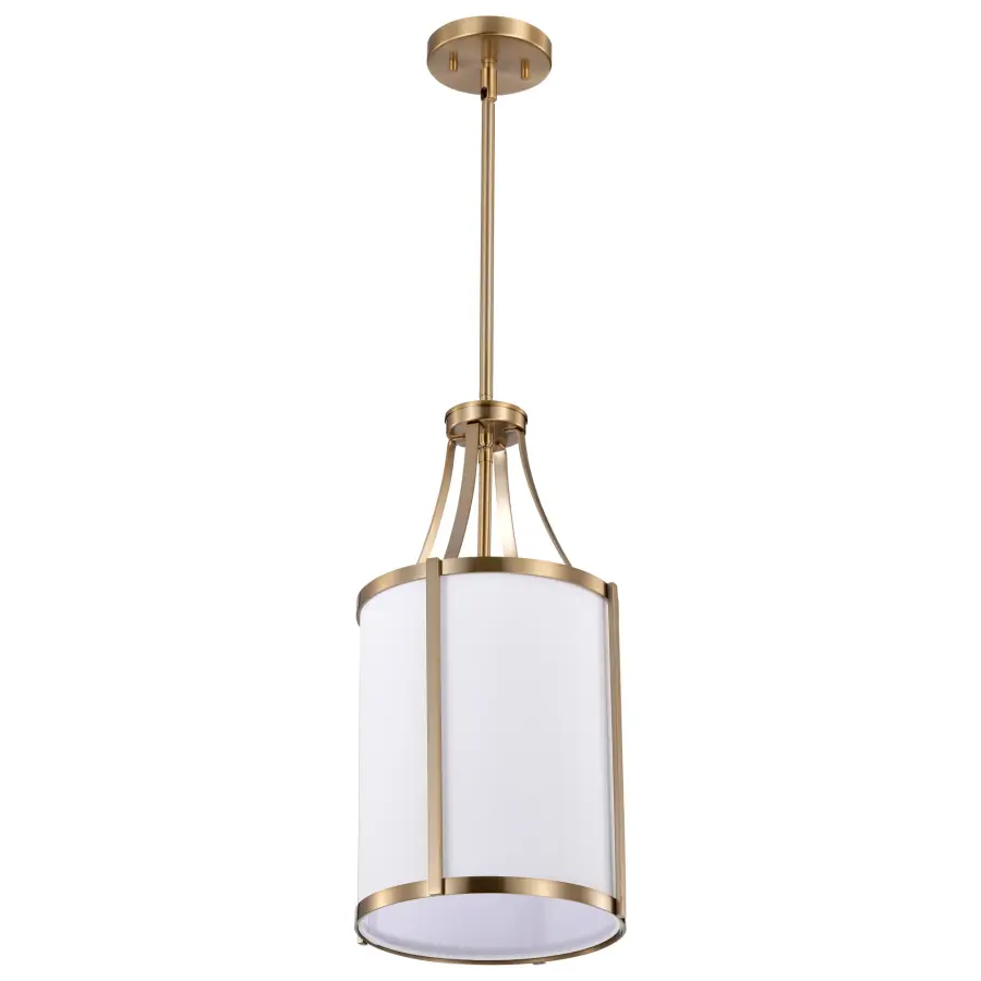 Easton 1-Light Pendant in Burnished Brass with White Linen Shade - Image 3