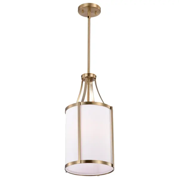 Easton 1-Light Pendant in Burnished Brass with White Linen Shade - Image 4