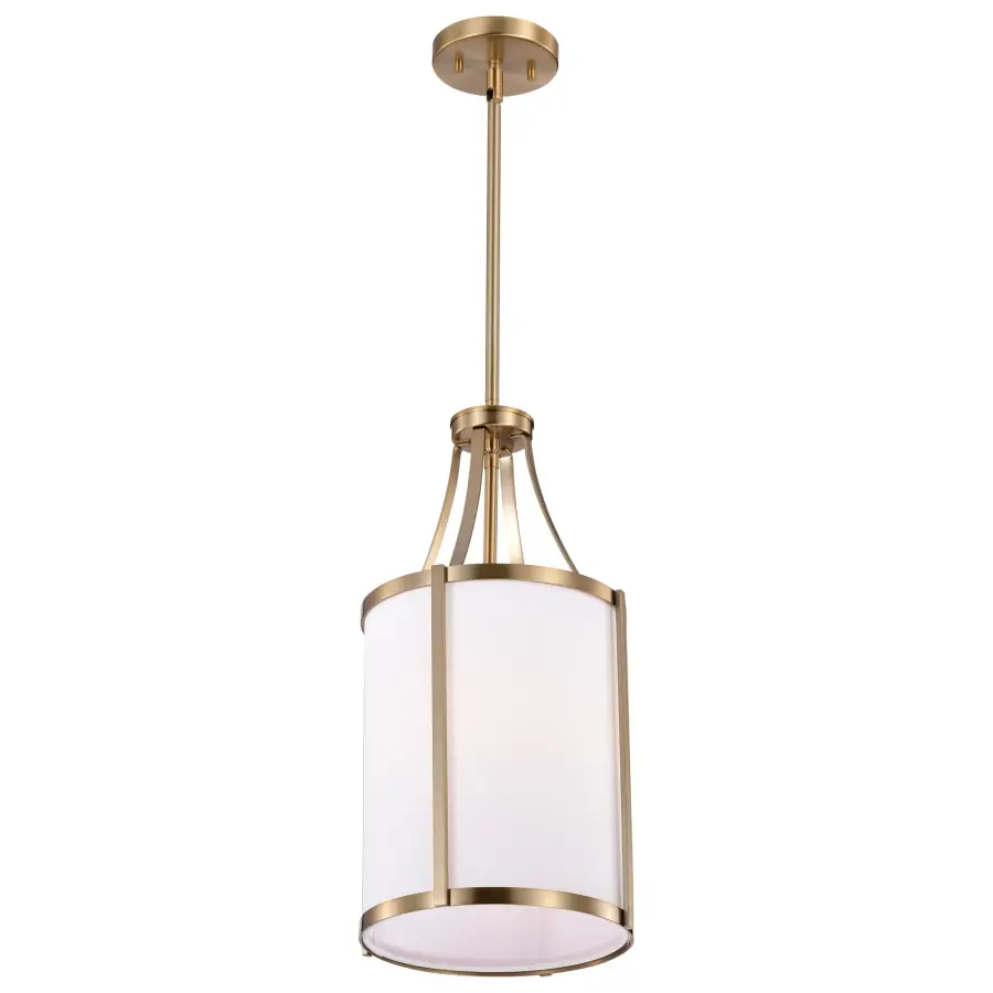 Easton 1-Light Pendant in Burnished Brass with White Linen Shade - Image 4